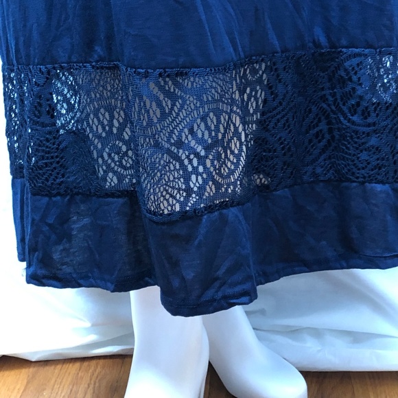 Dynamite Navy Blue Maxi Skirt w/ Crochet Detail - Picture 4 of 6